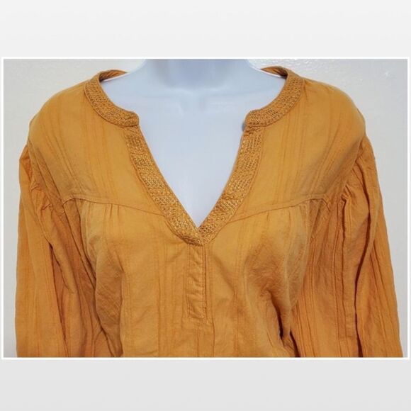 New Plus 3X Notch Neck Boho Hi Low Gold Top - Picture 3 of 16